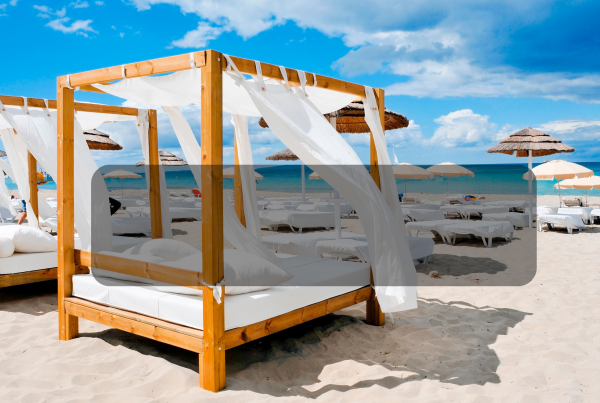 View of beach club in Mallorca